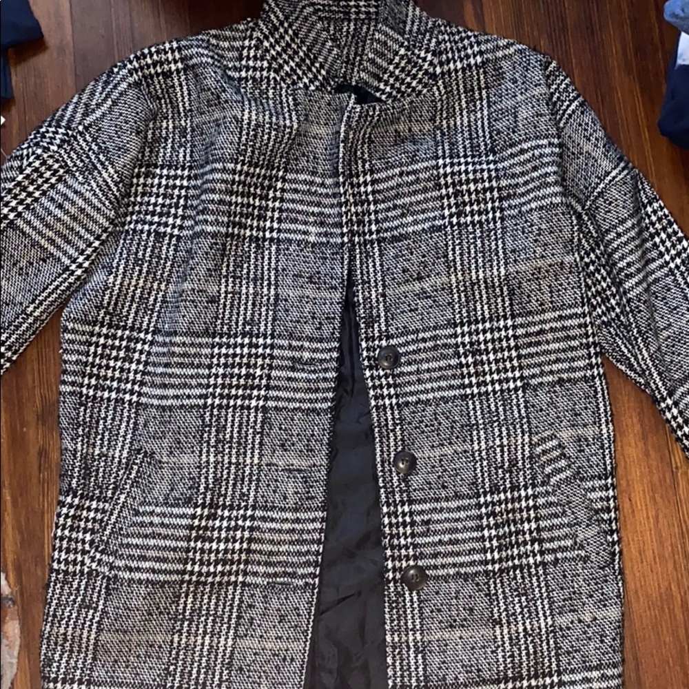 Black and white plaid coat